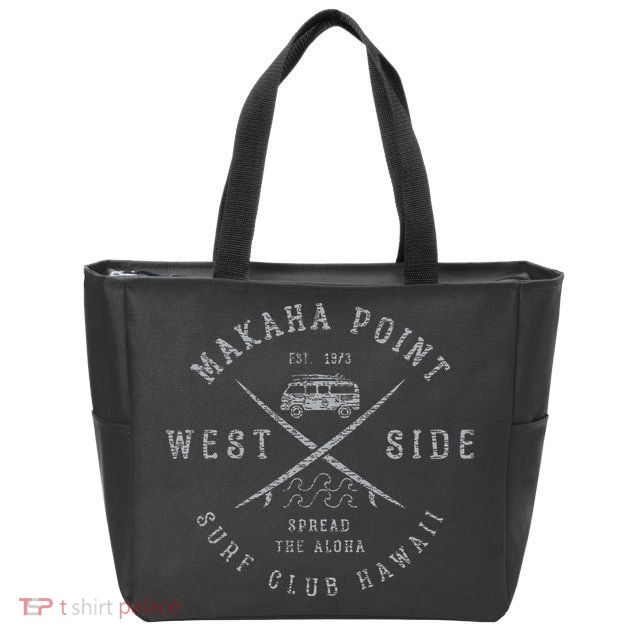 Makaha Point Hawaii Surf Club Zip Tote Bag