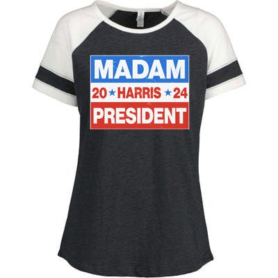 Madam President Harris Vote Kamala Harris 2024 Election Enza Ladies Jersey Colorblock Tee