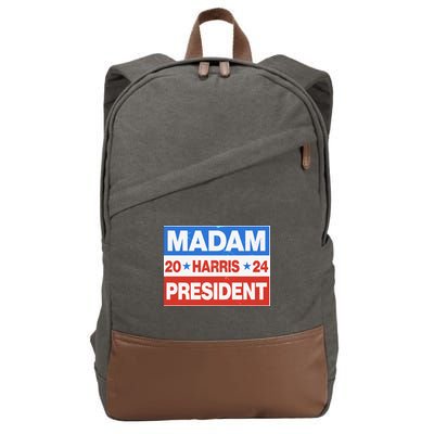 Madam President Harris Vote Kamala Harris 2024 Election Cotton Canvas Backpack