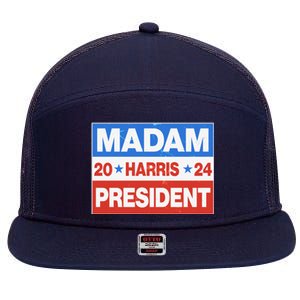 Madam President Harris Vote Kamala Harris 2024 Election 7 Panel Mesh Trucker Snapback Hat