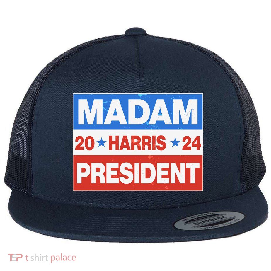 Madam President Harris Vote Kamala Harris 2024 Election Flat Bill Trucker Hat