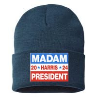 Madam President Harris Vote Kamala Harris 2024 Election Sustainable Knit Beanie