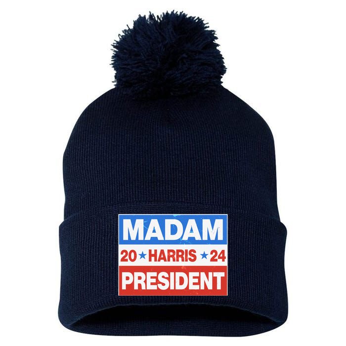 Madam President Harris Vote Kamala Harris 2024 Election Pom Pom 12in Knit Beanie