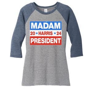 Madam President Harris Vote Kamala Harris 2024 Election Women's Tri-Blend 3/4-Sleeve Raglan Shirt