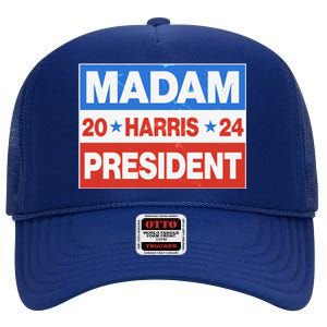 Madam President Harris Vote Kamala Harris 2024 Election High Crown Mesh Back Trucker Hat