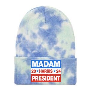 Madam President Harris Vote Kamala Harris 2024 Election Tie Dye 12in Knit Beanie