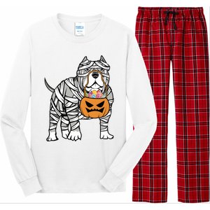 Mummy Pitbull Halloween Dog Ghost Funny Long Sleeve Pajama Set