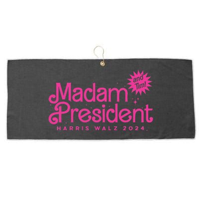 Madam President Harris Walz 2024 And Tim Walz Large Microfiber Waffle Golf Towel