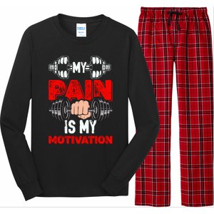 My Pain Is My Motivation Graphic Long Sleeve Pajama Set