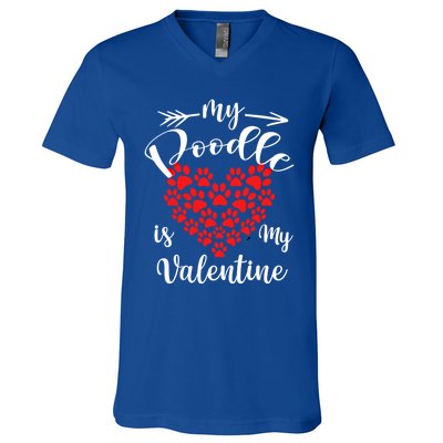 My Poodle Is My Valentine Poodle Owner Gift V-Neck T-Shirt