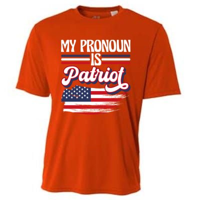 My Pronoun Is Patriot American Flag Patriotic Republican Meaningful Gift Cooling Performance Crew T-Shirt