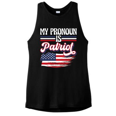 My Pronoun Is Patriot American Flag Patriotic Republican Meaningful Gift Ladies PosiCharge Tri-Blend Wicking Tank