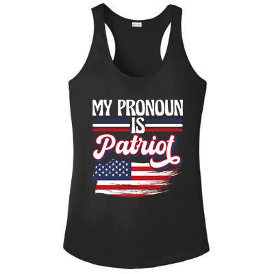 My Pronoun Is Patriot American Flag Patriotic Republican Meaningful Gift Ladies PosiCharge Competitor Racerback Tank