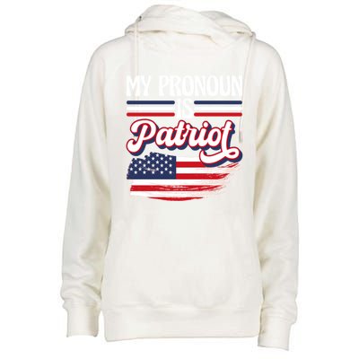 My Pronoun Is Patriot American Flag Patriotic Republican Meaningful Gift Womens Funnel Neck Pullover Hood