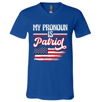 My Pronoun Is Patriot American Flag Patriotic Republican Meaningful Gift V-Neck T-Shirt