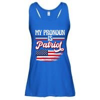 My Pronoun Is Patriot American Flag Patriotic Republican Meaningful Gift Ladies Essential Flowy Tank