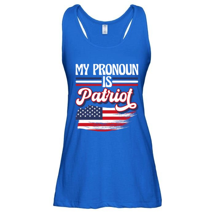 My Pronoun Is Patriot American Flag Patriotic Republican Meaningful Gift Ladies Essential Flowy Tank