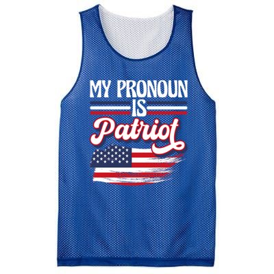 My Pronoun Is Patriot American Flag Patriotic Republican Meaningful Gift Mesh Reversible Basketball Jersey Tank