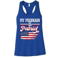 My Pronoun Is Patriot American Flag Patriotic Republican Meaningful Gift Women's Racerback Tank