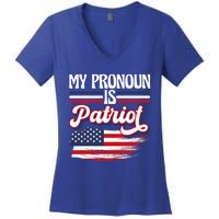 My Pronoun Is Patriot American Flag Patriotic Republican Meaningful Gift Women's V-Neck T-Shirt