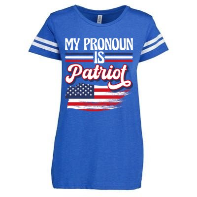 My Pronoun Is Patriot American Flag Patriotic Republican Meaningful Gift Enza Ladies Jersey Football T-Shirt