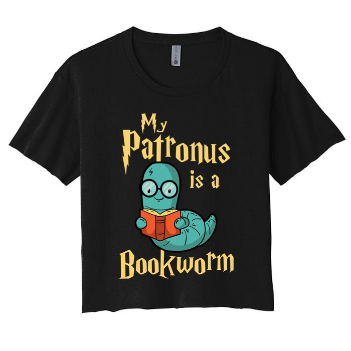 My Patronus Is A Bookworm Gift Funny Book Lover Gift And Reading Great Gift Women's Crop Top Tee
