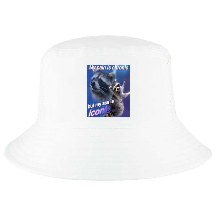 My Pain Is Chronic But My Ass Is Iconic Funny Raccoon Meme Cool Comfort Performance Bucket Hat