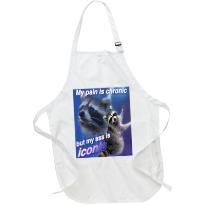 My Pain Is Chronic But My Ass Is Iconic Funny Raccoon Meme Apron