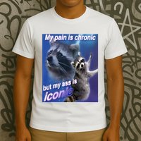 My Pain Is Chronic But My Ass Is Iconic Funny Raccoon Meme T-Shirt