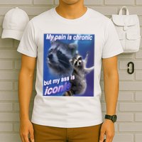 My Pain Is Chronic But My Ass Is Iconic Funny Raccoon Meme T-Shirt