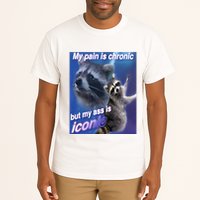 My Pain Is Chronic But My Ass Is Iconic Funny Raccoon Meme Tall T-Shirt