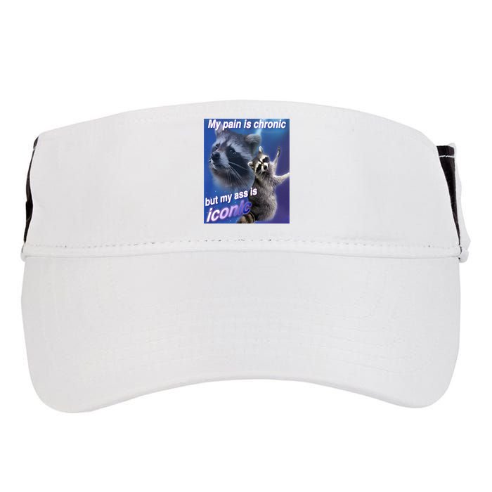 My Pain Is Chronic But My Ass Is Iconic Funny Raccoon Meme Adult Drive Performance Visor