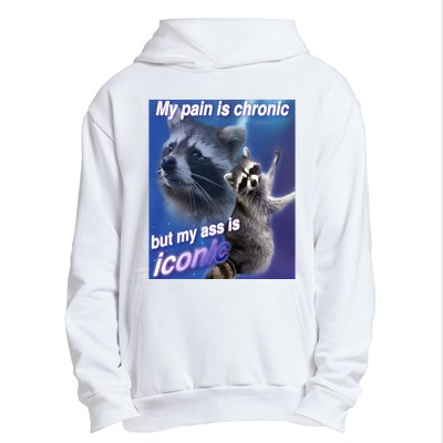 My Pain Is Chronic But My Ass Is Iconic Funny Raccoon Meme Urban Pullover Hoodie