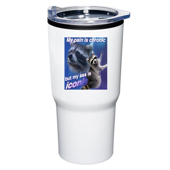 My Pain Is Chronic But My Ass Is Iconic Funny Raccoon Meme Tumbler