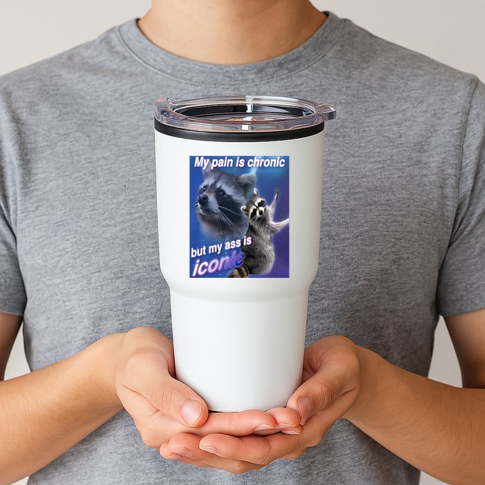 My Pain Is Chronic But My Ass Is Iconic Funny Raccoon Meme Tumbler