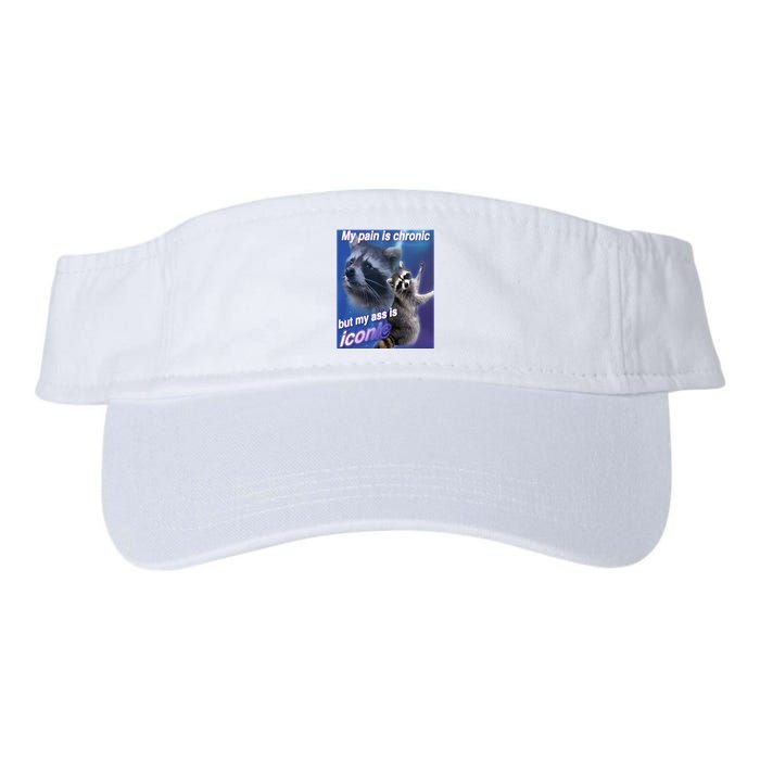 My Pain Is Chronic But My Ass Is Iconic Funny Raccoon Meme Visor