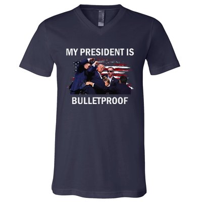 My President Is Bulletproof V-Neck T-Shirt