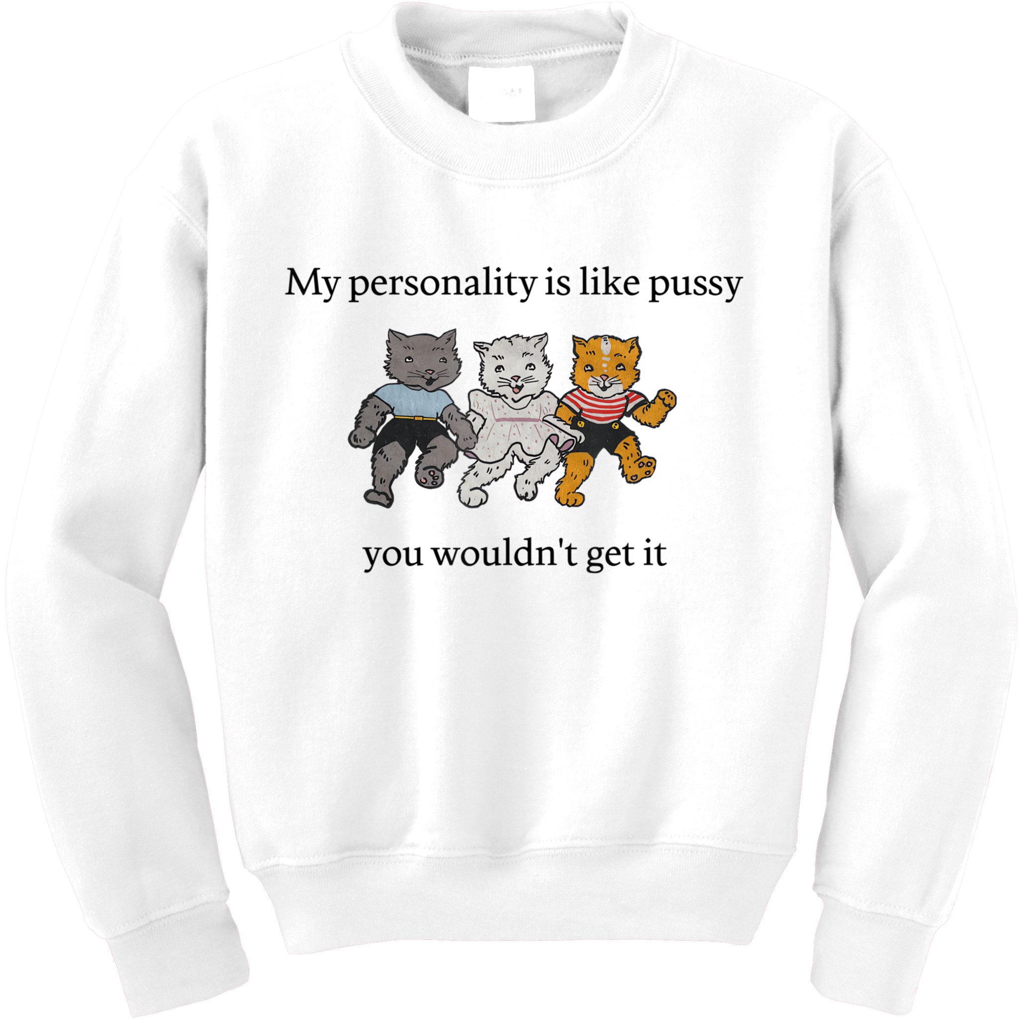 My Personality Is Like Pussy You Wouldn't Get It Baby Cute Cats Adult Humor Kids Sweatshirt