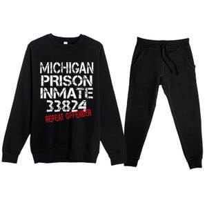 Michigan Prisoner Inmate Costume Premium Crewneck Sweatsuit Set