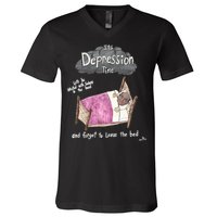 Marcus Pork ItS Depression Time And Forget To Leave The Bed V-Neck T-Shirt