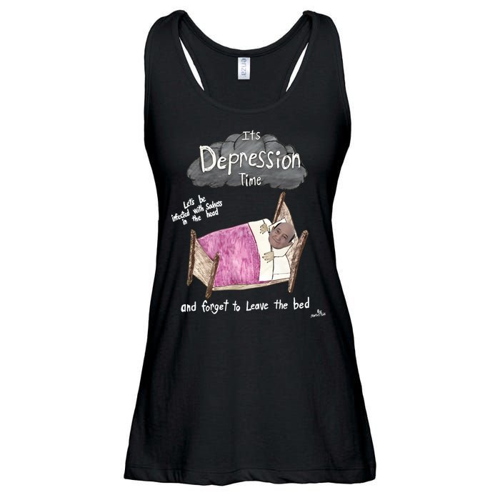 Marcus Pork ItS Depression Time And Forget To Leave The Bed Ladies Essential Flowy Tank