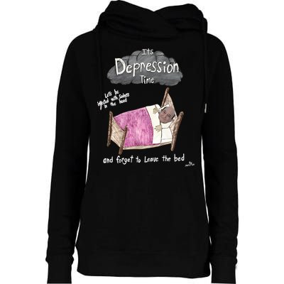 Marcus Pork ItS Depression Time And Forget To Leave The Bed Womens Funnel Neck Pullover Hood