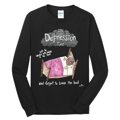 Marcus Pork ItS Depression Time And Forget To Leave The Bed Tall Long Sleeve T-Shirt