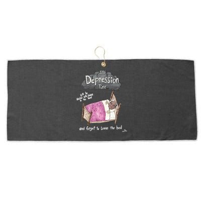 Marcus Pork ItS Depression Time And Forget To Leave The Bed Large Microfiber Waffle Golf Towel
