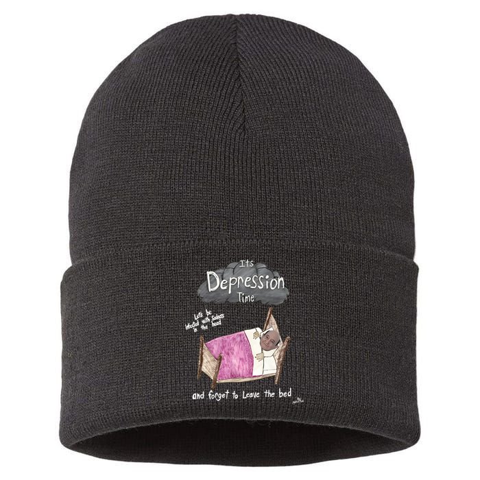 Marcus Pork ItS Depression Time And Forget To Leave The Bed Sustainable Knit Beanie