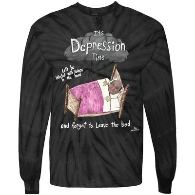 Marcus Pork ItS Depression Time And Forget To Leave The Bed Tie-Dye Long Sleeve Shirt