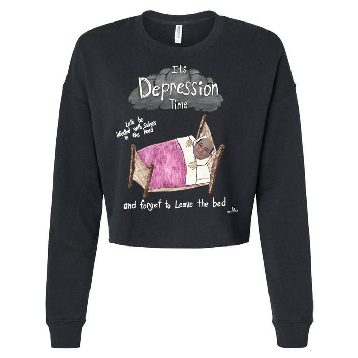 Marcus Pork ItS Depression Time And Forget To Leave The Bed Cropped Pullover Crew