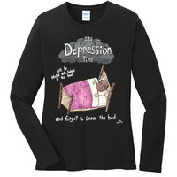 Marcus Pork ItS Depression Time And Forget To Leave The Bed Ladies Long Sleeve Shirt