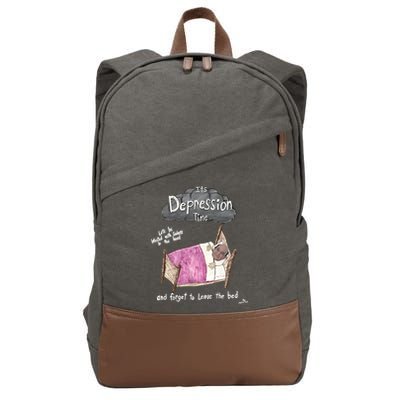 Marcus Pork ItS Depression Time And Forget To Leave The Bed Cotton Canvas Backpack