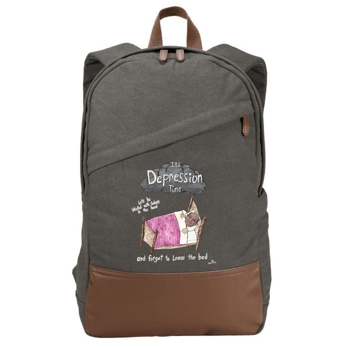 Marcus Pork ItS Depression Time And Forget To Leave The Bed Cotton Canvas Backpack